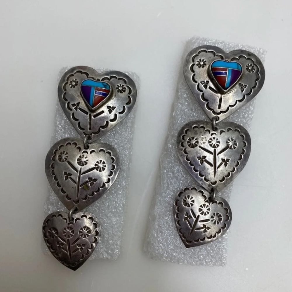Sterling Silver Turquoise Statement Earrings - Picture 2 of 8